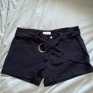 100% Polyester Calvin Klein Black Tie Shorts with Belt